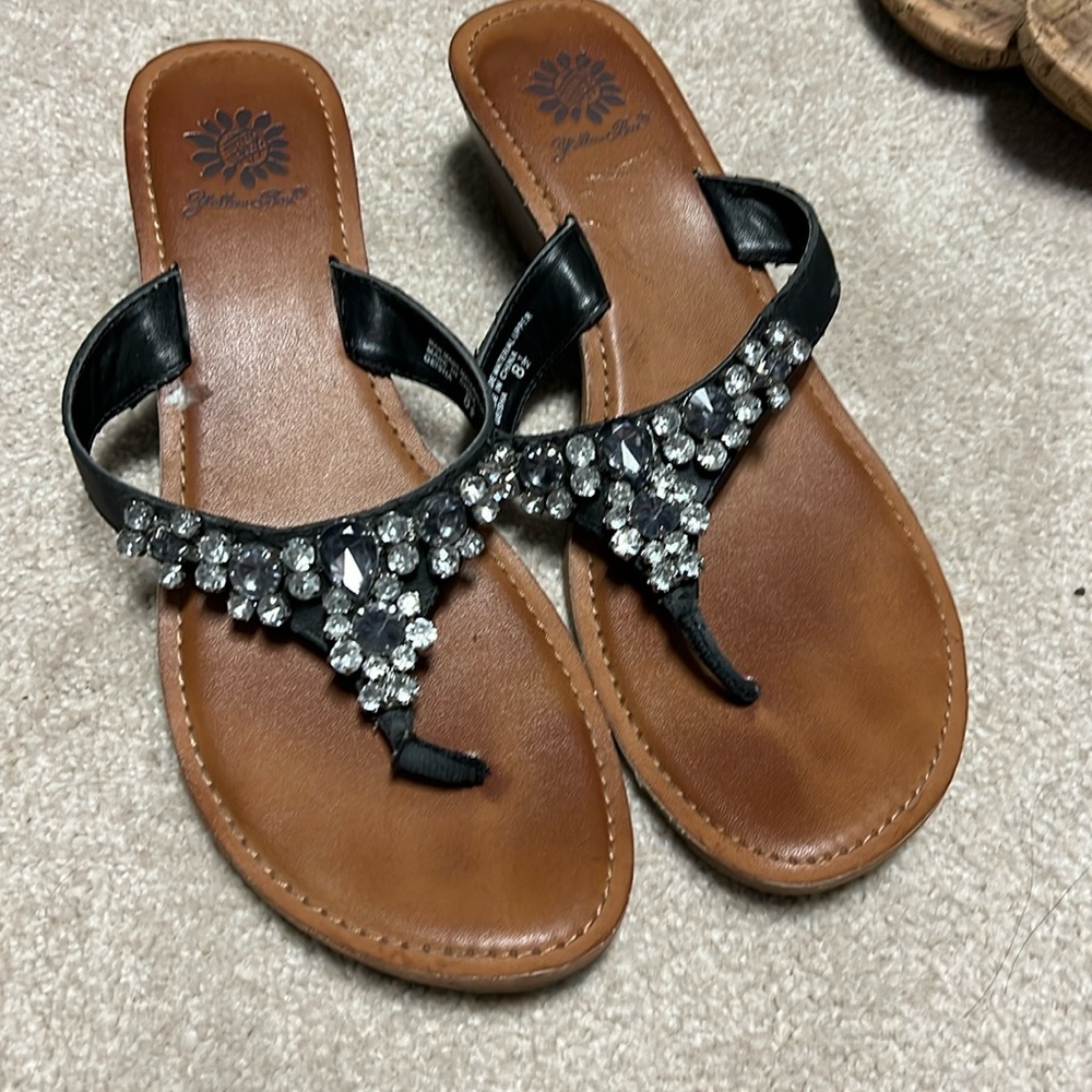 Yellowbox Sandals Black with Crystals 2” Wedge